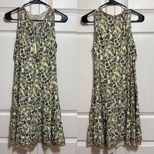 Max Studio Sleeveless Leaves & Vines Midi Dress